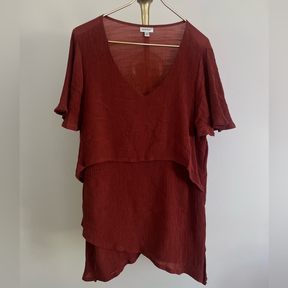 Avenue Textured rust Fairycore minimalist Blouse size 16